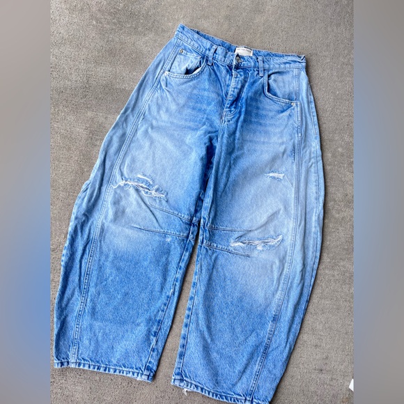 We the free wide leg barrel jeans denim pants - Picture 2 of 4